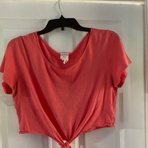 Monki Peach Knotted Crop Top from Sweden